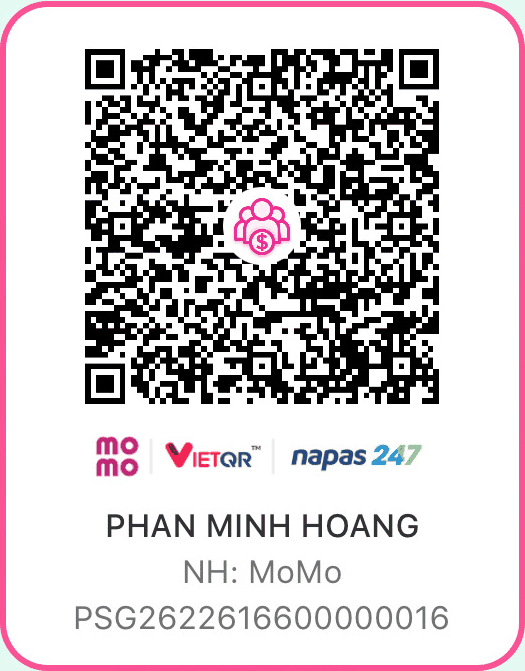 Mã QR ủng hộ BAHUB — PHAN MINH HOANG, MoMo, số tài khoản PSG2622616600000016