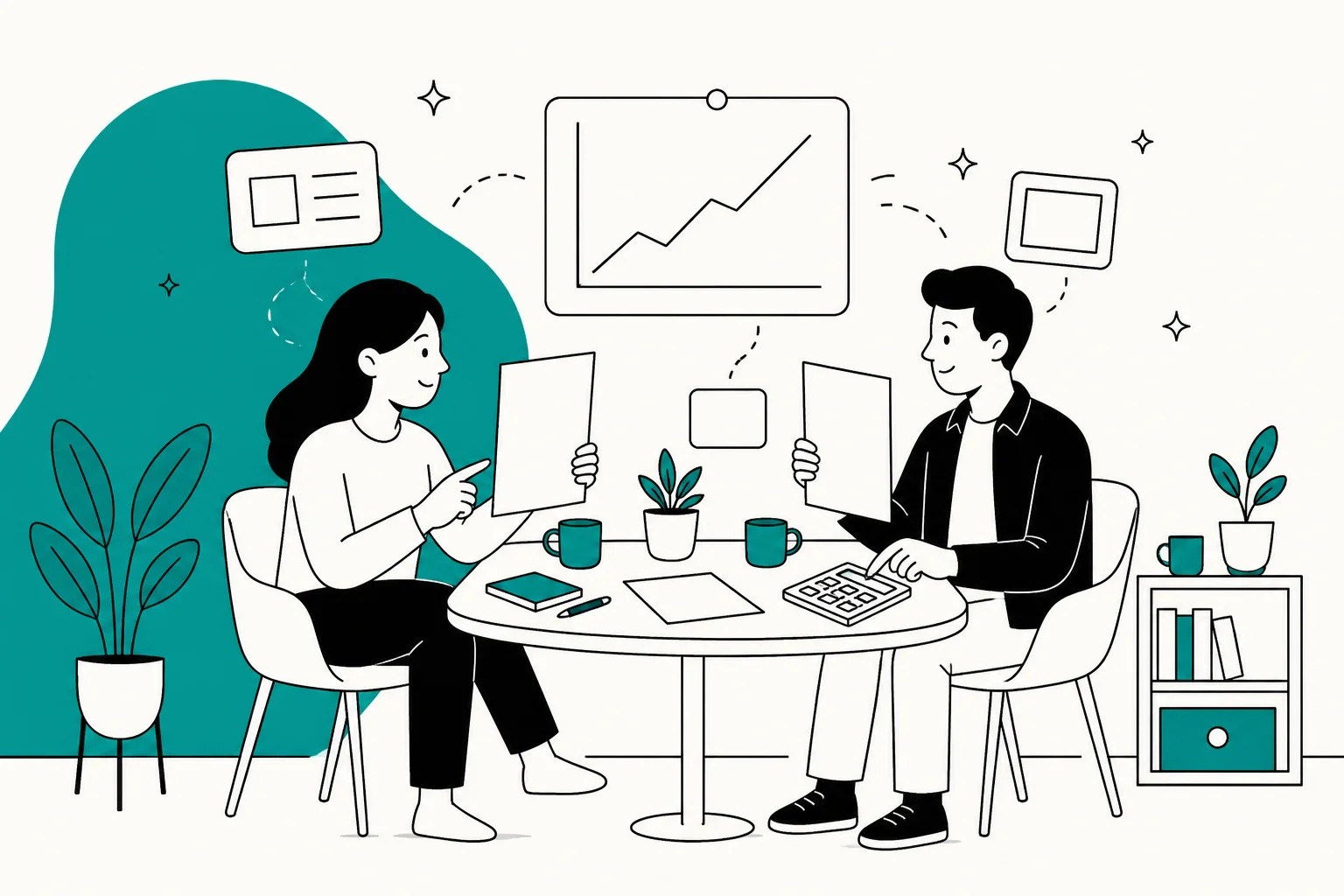 Hai bạn trẻ so sánh hai bản đề nghị lương khi tìm việc BA